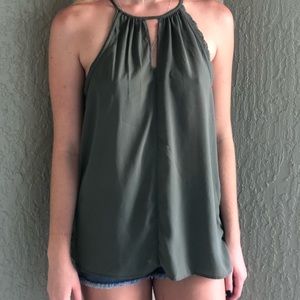 Olive green lace top
